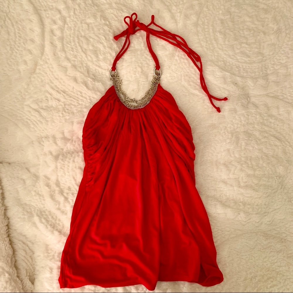 White House black market red halter top